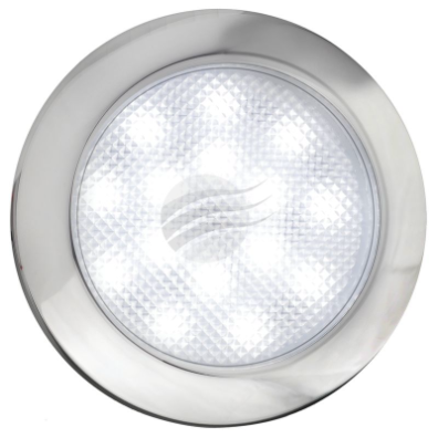 ROUND LED INTERIOR LAMP 12V 15 LED's CHROME HSNG 290mm clearance