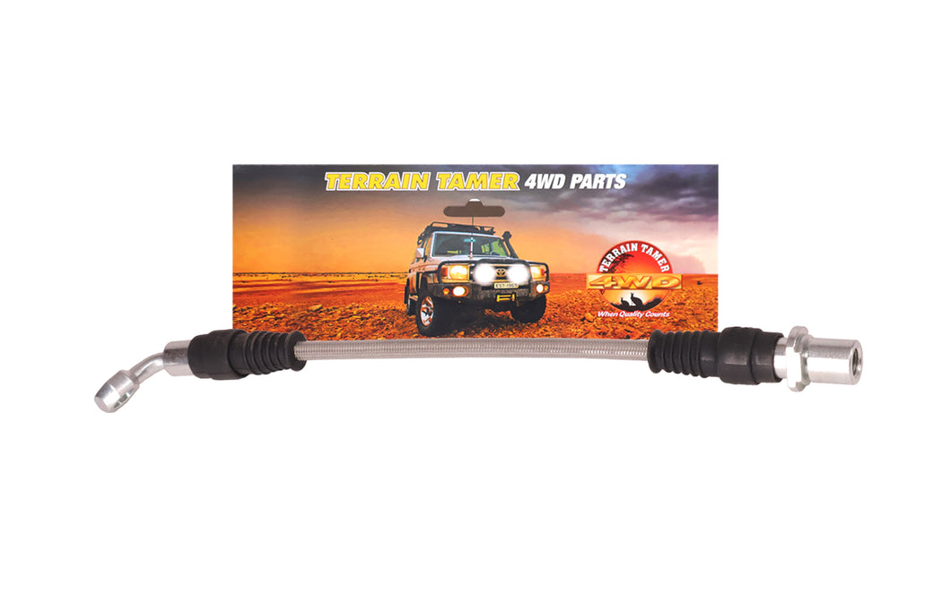 TERRAIN TAMER BRAIDED BRAKE HOSE REAR R/H SUITS DISC BRAKE SUITABLE FOR SOME TOYOTA LANDCRUISERS HZJ HDJ FZJ