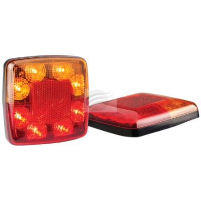 PKT 2 LED STOP/TAIL/INDICT LMP 12V 30cm CBLE 100mmx100mmx22mm clearance