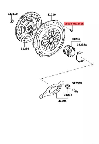 Clutch pressure plate bolt