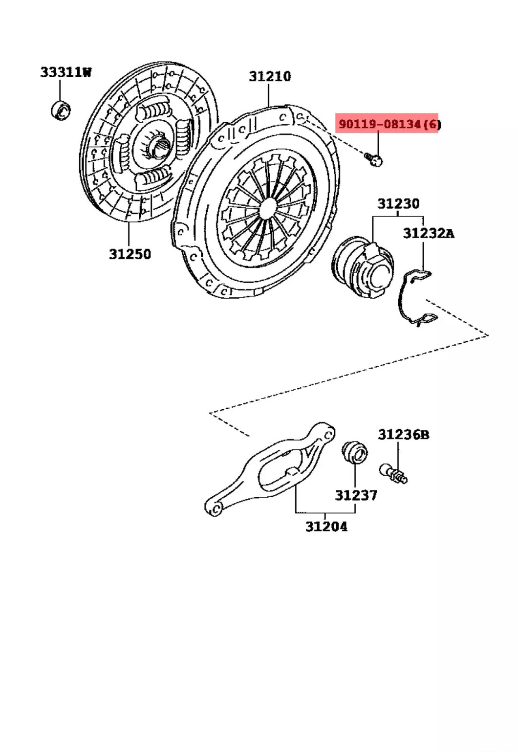 Clutch pressure plate bolt