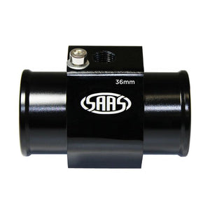 SAAS SWTA36B Water Temp Sender Radiator Hose Adapter 36mm Black Aluminium