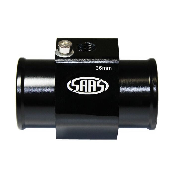 SAAS SWTA36B Water Temp Sender Radiator Hose Adapter 36mm Black Aluminium