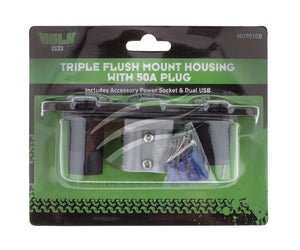 Hulk 4x4 Triple Flush Mount Housing 50A Plug, Accessory Power Socket & Dual USB