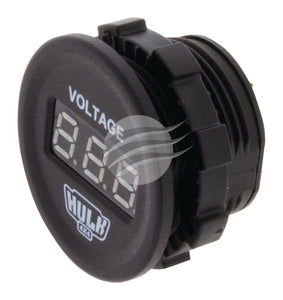 Hulk 4x4 HU6640B Voltmeter 12v 24v - 5-30v Range - Blue LED - 29mm Diameter clearance